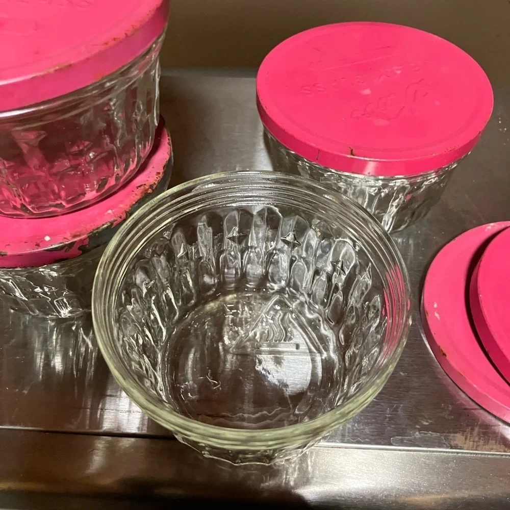 Kerr vintage jelly jars with metal lids set of 4